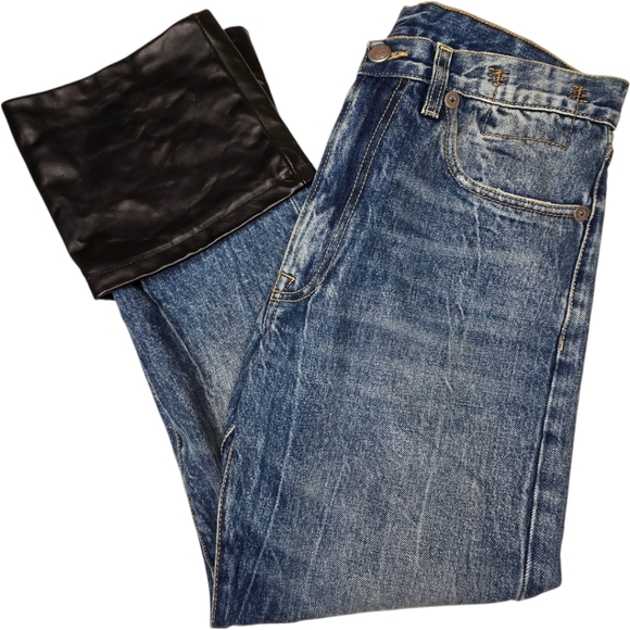 R13 Axl Leather-Cuff High-Rise Straight-Leg Jeans Size 27 - Picture 3 of 16